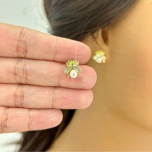 Honey Bee Shaped Stud Earrings